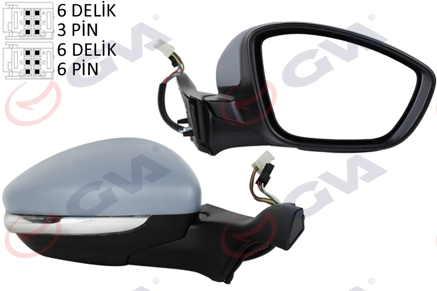 Dış Di̇ki̇z Aynası Sağ P2008-P208 13> Elektri̇kli̇ Isitmali Si̇nyalli̇ Sensörlü Astarli Konveks Vm-509ehpsr