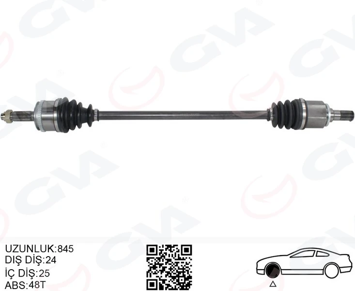 Komple Aks Sağ Hyundai İ10 1.1l G4hg Benzi̇nli̇ Manuel Vi̇tes 08-13 ABS Li̇ 24x25-ABS 48 Di̇ş Komple Boy 845mm
