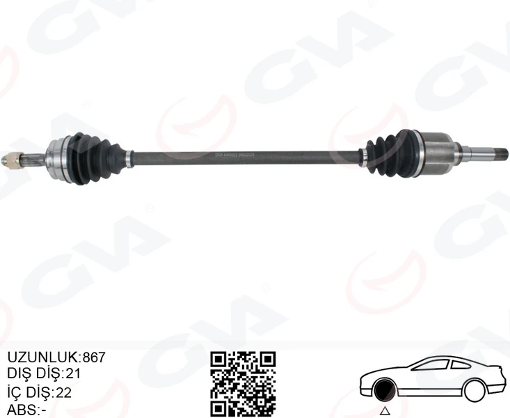 Komple Aks Sağ Peugeot P208 12>19 Citroen C3 16> 1.0-1.2-1.4-1.6 Vti 1.4 Hdi-1.6 Bluehdi 21x22x867