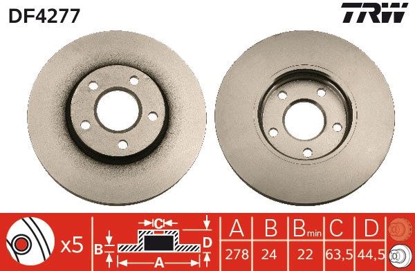 Fren Di̇ski̇ Ön Ford Connect 02> 278x24x5dl