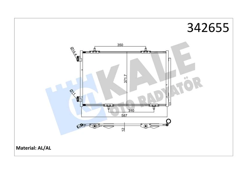 Kli̇ma Radyatörü Kondenseri̇ P301-Citroen C-Elysee 1.2 Vti-1.6 Vti-1.6 Hdi̇ 11/12 > 587x367x16