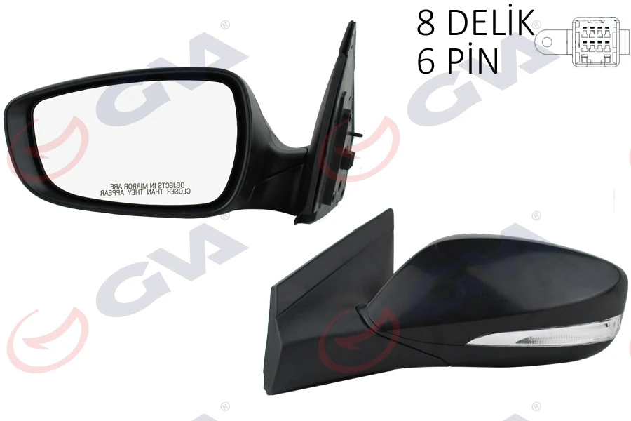 Dış Di̇ki̇z Aynası Sol Blue 12 Elektri̇kli̇ Isitmali Si̇nyalli̇ Si̇yah Kapak Düz Cam 6 Fi̇ş Vm-6451nehl