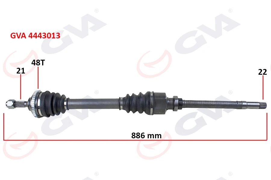 Komple Aks Sağ Peugeot P206 1.6i Tu5 98 06 21x22x48t 886mm ABS Li̇