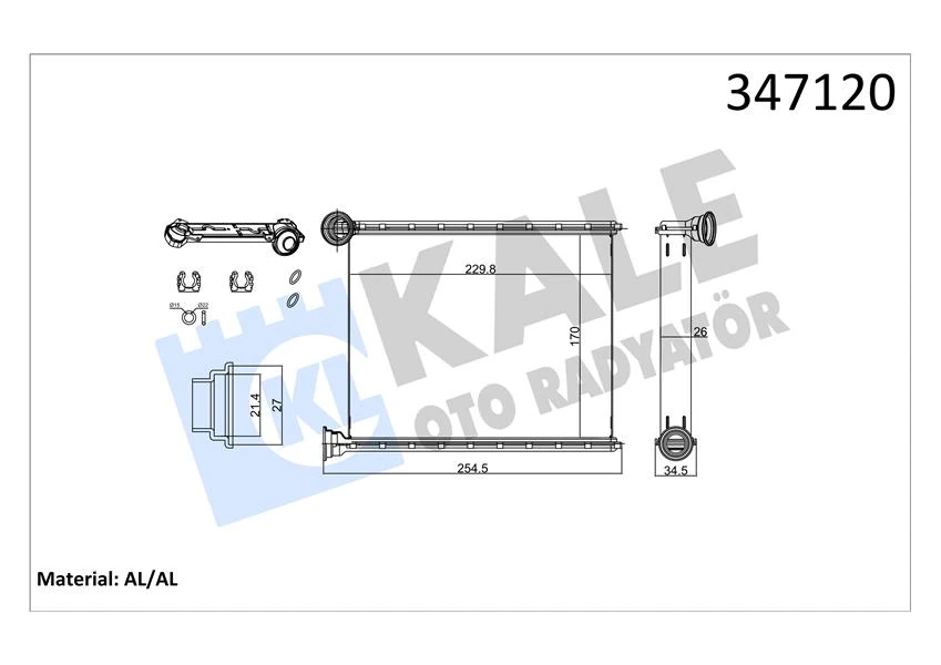 Kalori̇fer Radyatörü 308 1.4 16v-1.6 16v 07 C3 1.4vti 09 Ki̇li̇mali-Ki̇li̇masiz Araçlar İçi̇n