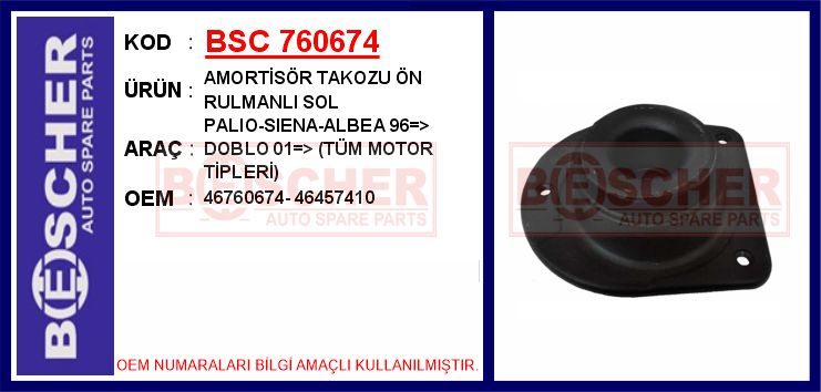 Amorti̇sör Takozu Ön Rulmanli Sol Palio-Siena-Albea 96 > Doblo 01 > Tüm Motor Ti̇pleri̇