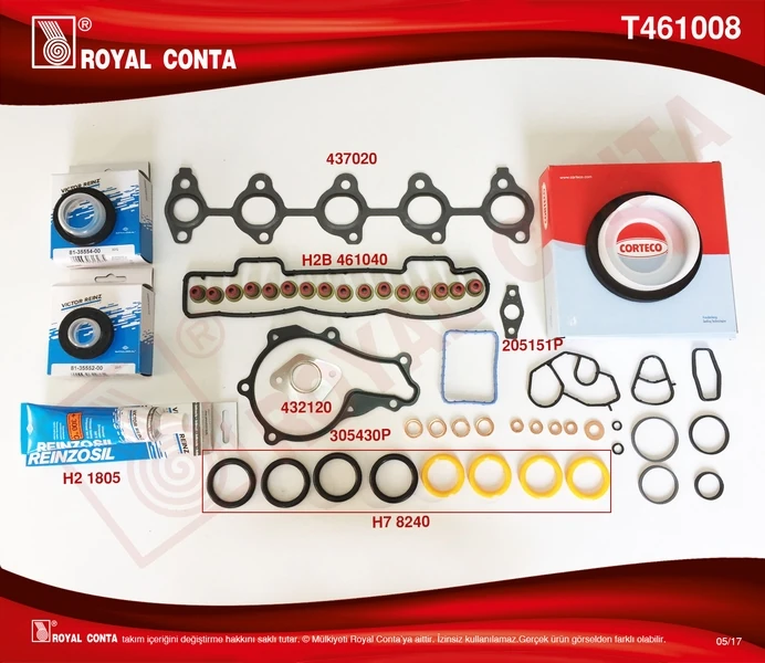 Motor Takım Conta Reinz Keçeli̇ S.lasti̇kli̇ Tam Tk. Skcsi̇z Focus II 1.6 Tdci 04>11 Fiesta 1.6 Tdci 02 >08 Fusion 1.6 Tdci 04>14 Volvo C30 06>12 S40 II 06>12 S80 II 06>12 V50 05>12 V70 III 09>11 1.6d-206