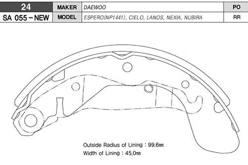 Arka Kampana Pabuç Balata Opel Corsa C / Vectra A / Astra F / Daewoo Nubira 1.6l 2.0l J100 97-05 / L Anos 1.5l 97-05 / Espero 1.5l 1.8l 2.0l 95-99 / Nexia 1.5l 95-97