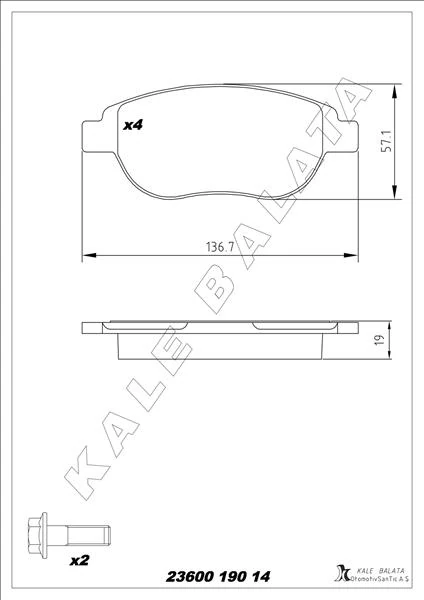 Ön Fren Balatasi Peugeot P207 06> P307 00> Partner 03> Citroen Berlingo 00> C3 02> C4 04> Xsara 00> Fiat Doblo 01>