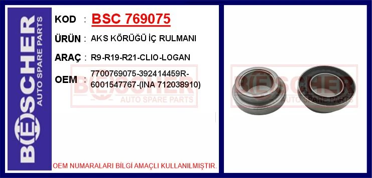Aks Körüğü İç Rulmanı R9-R19-R21-Clio-Logan