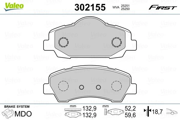 Ön Fren Balatasi Peugeot P301 12> P308 13> Citroen C-Elysee 12> C4 14> 266mm