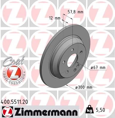 Zimmermann Fren Disk Arka Mercedes-Benz
