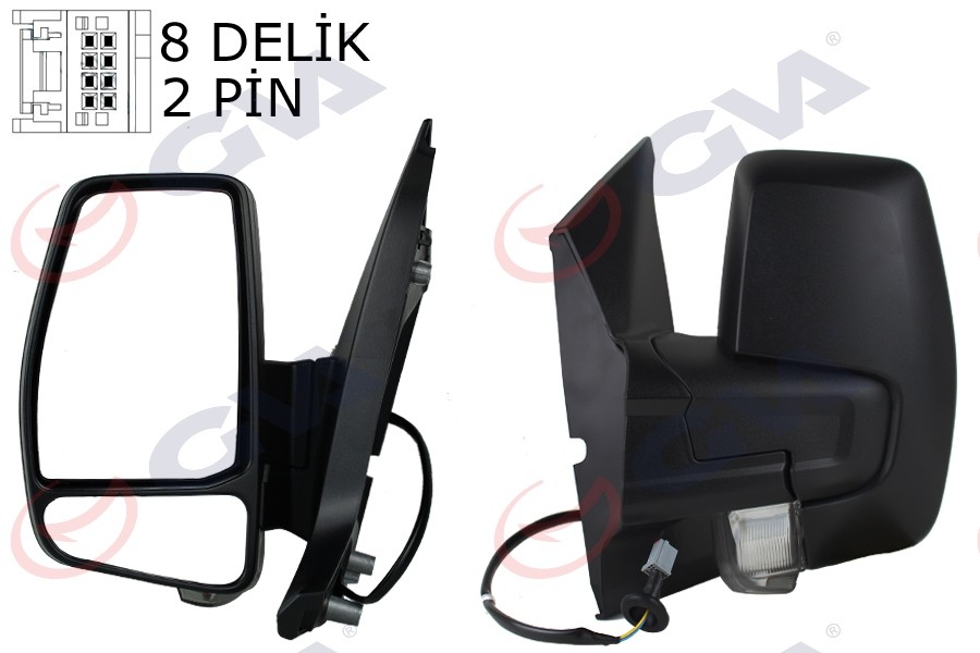 Dış Di̇ki̇z Aynası Sol Transi̇t Custom V362 12 Mekani̇k Desenli̇ Si̇nyalli̇ Konveks