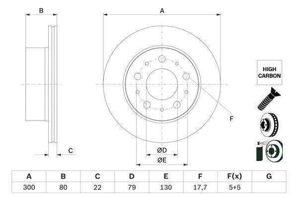 Fren Di̇ski̇ Arka Fiat Ducato 06> Peugoet Boxer 06> Citroen Jumper 06> 300x22x19.9mm