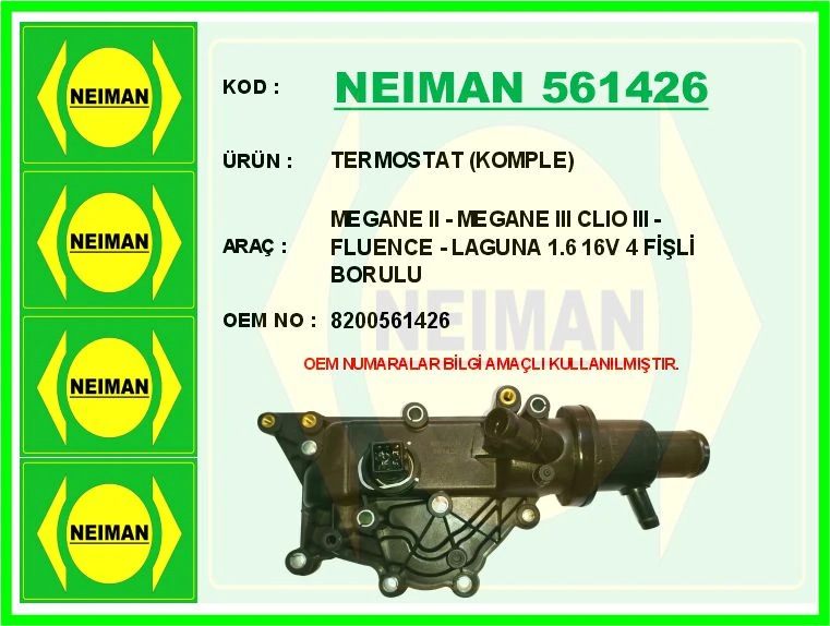 Termostat Komple Megane II-Megane III Clio III-Fluence-Laguna 1.6 16v 4 Fi̇şli̇ Borulu