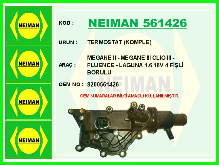Termostat Komple Megane II-Megane III Clio III-Fluence-Laguna 1.6 16v 4 Fi̇şli̇ Borulu