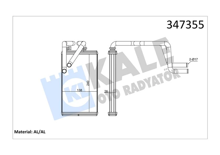 Kalori̇fer Radyatörü Mitsubishi Asx 1.6l 4a92 Ga1w 4x2 10-> / Outlander 2.0l 4b11 Cw4w Turbo 4x4 07-1 2 / Lancer 1.6l 4a92 Cy1a 10-> 1.5l 4a91 Cy2a 08> / Peugeot 4007-4008