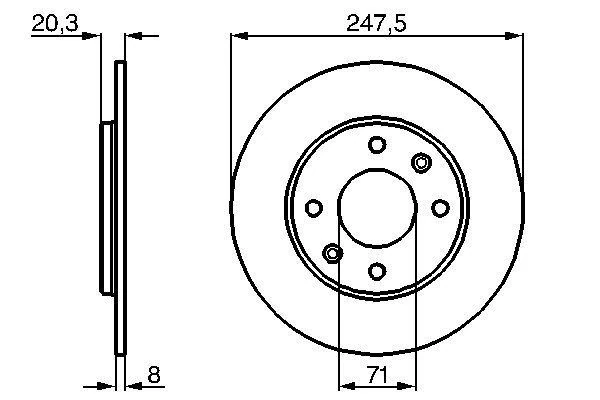 Arka Fren Aynası Peugeot P205 86>98 P309 85>93 Dolu 247x71x4dl