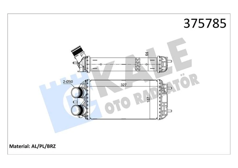 Turbo Radyatörü Intercooler Opel Corsa F 19> Mokka 20> P208-P2008 19> C4 20> Ds3 19> 1.2-1.5 Puretech-Bluehdi Brazing 327x187x64