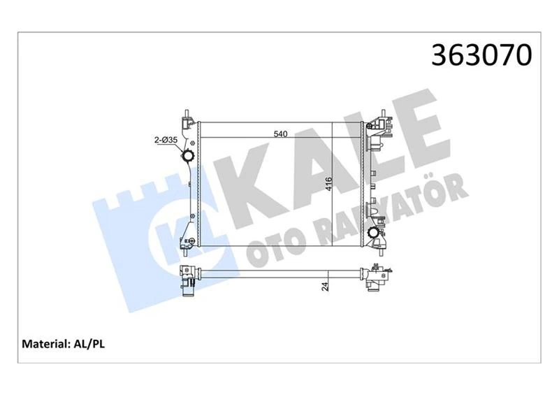 Brazing Versi̇yonu Kl351280 Fiat Doblo 152.263-Opel Combo-Alf Romeo Mito 10 > Ac/nac Mt Me Kani̇k 540x416x24 Su Radyatörü