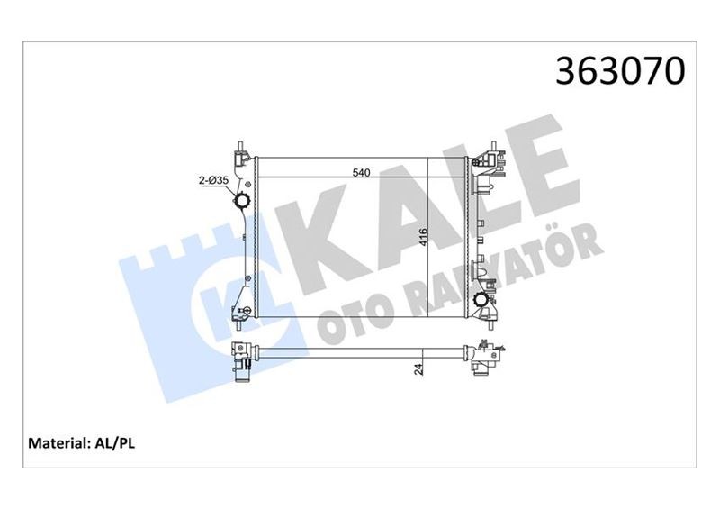 Brazing Versi̇yonu Kl351280 Fiat Doblo 152.263-Opel Combo-Alf Romeo Mito 10 Ac/nac Mt Me Kani̇k 540x416x24 Su Radyatörü