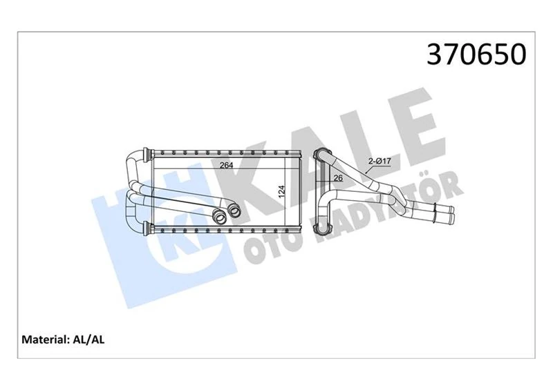 Kalori̇fer Radyatörü Ford Focus IV 20 Borulu Brazing Al/al 124x264x26