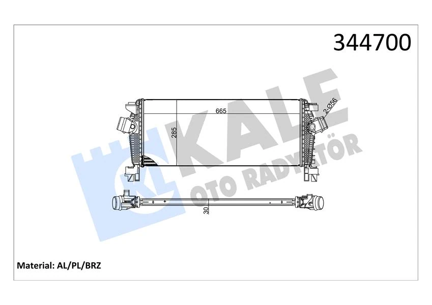 Turbo Radyatörü Intercooler Astra J-Cruze J308-Zafira Tourer C Al/pl/brz 665x280x30