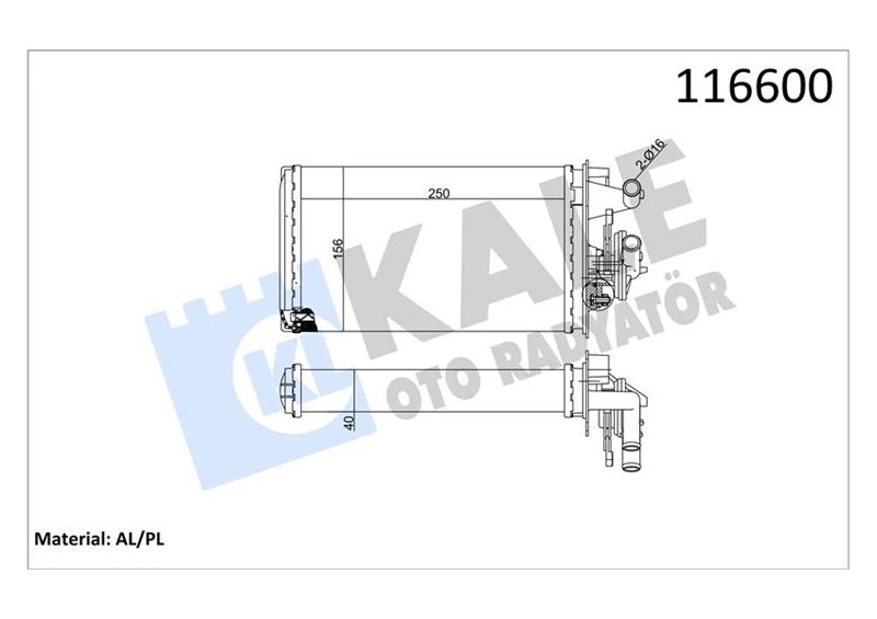 Kalori̇fer Radyatörü Fiat Tempra 95>01 Ti̇po 95>01 Alfa Romeo 145 95>01 146 94>01 155 92>97 250x158x42 Musluklu