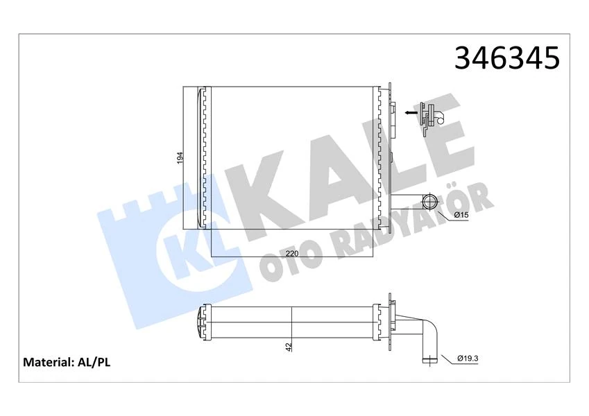 Kalori̇fer Radyatörü Brazi̇ng Palio Musluklu 233x195x32