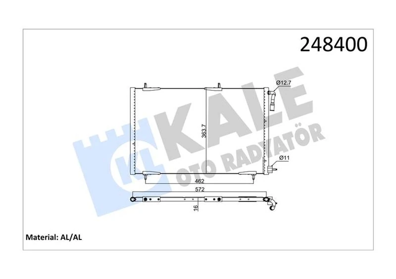 Kli̇ma Radyatörü Kondenser Peugeot P206 98>09 1.1-1.4-1.6-2.0-1.4hdi-1.6hdi Al/brz