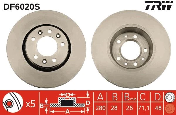 Ön Fren Di̇ski̇ Expert-Jumpy-Scudo-Proace 07> 280x28x5 Havali ABS Siz Araçlar İçi̇n