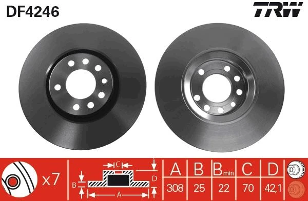 Ön Fren Aynası Astra H-Zafira B-Meriva A-B-Corsa D-E-Adam-Astra G-Vectra B 308x25x5dlxhavali 16 İnç