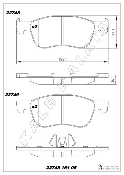 Di̇sk Fren Balatasi Ön Ford Fi̇esta 1.0/1.1/1.5d 01/17> Ford Fi̇esta St 1.5 04/18> Courier V-769 18>