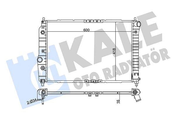 Su Radyatörü Chevrolet Aveo-Kalos 1.4 Otomati̇k Al/pl/brz 600x418x16