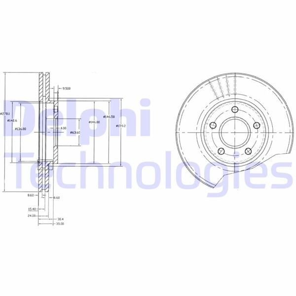 Ön Fren Disk Aynası Connect 1.8tdci 02 13 ABS Li 278x24x5dl Havali