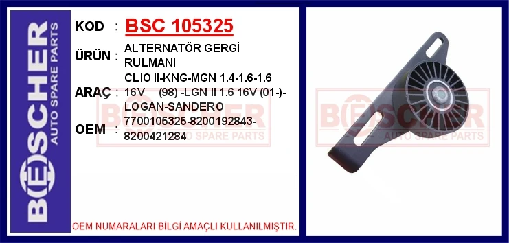 Alternatör Gergi̇ Rulmanı Clio II-Kangoo-Megane 1.4-1.6-1.6 16v 98-Laguna II 1.6 16v 01-- Logan-Sander