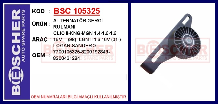 Alternatör Gergi̇ Rulmanı Clio II-Kangoo-Megane 1.4-1.6-1.6 16v 98-Laguna II 1.6 16v 01-- Logan-Sander