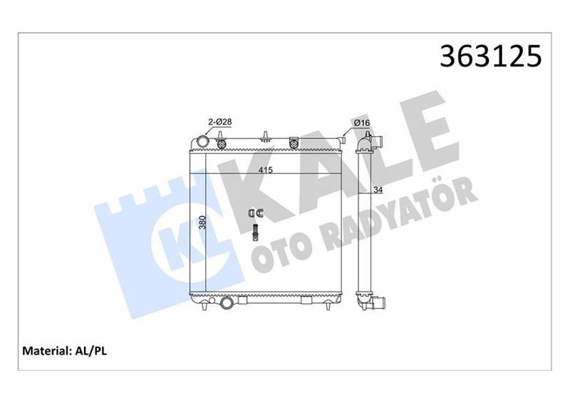 Brazing Versi̇yonu Kl297000 Peugeot 206 207-Citroen C2 C3 1.4hdi 70 Eco 02 Mt Ac/nac Mekan İk 380x415x34 Su Radyatörü