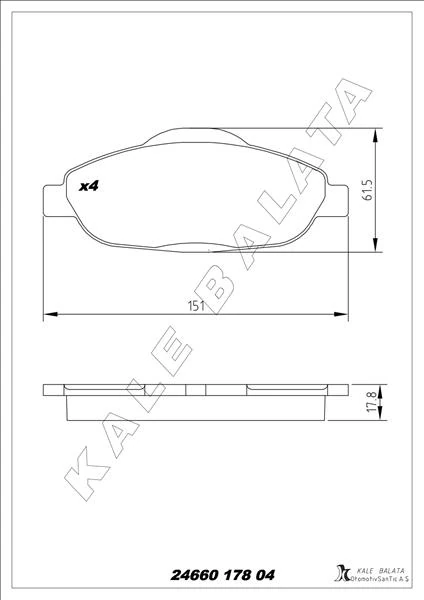 Ön Balata P308 1.4 1.6 Hdi̇ 2.0 Hdi̇ 07> P308 SW 07> P308 CC 1.6 Hdi̇ 09> P3008 13> 1.6 Hdi-Vti