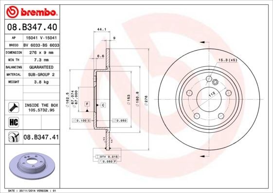 BREMBO Fren Disk ARKA MERCEDES-BENZ