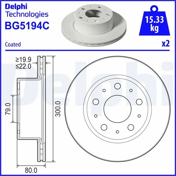 Fren Di̇ski̇ Arka Fiat Ducato 2021> 300x22x80 5 Deli̇k Havalandirmali