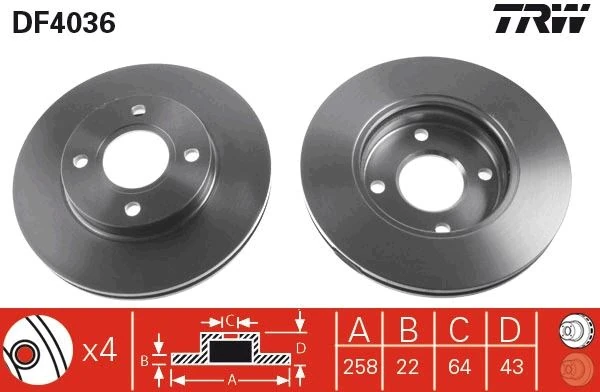 Ön Fren Aynası Focus 98-04 Fiesta 1.4tdci̇ 96>fusion 02>ka 03>mazda 2 03> 258x22x4dlxhavali 8213017