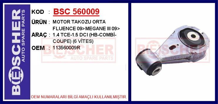 Motor Takozu Orta Fluence 09>megane III 09> 1.4 Tce-1.5 Dci HB-Combi̇-Coupe 6 Vi̇tes