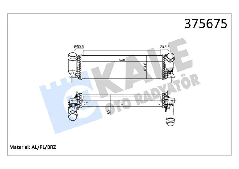 Turbo Radyatörü Intercooler Nissan Navara Np300 2.3 Dci 15 >mercedes X-Class 2.3 3.0d 15 > Brazing 80mm