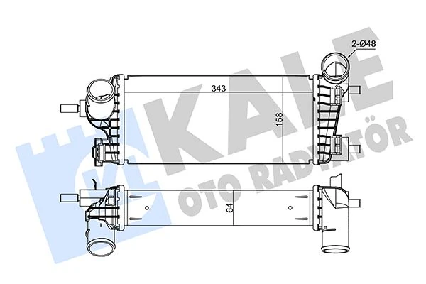 Turbo Radyatörü Ford Focus-Cmax-Connect 11> 1.0 Ecoboost 1.0ecoboost Brazing 343x158x64 Cv619l440vd