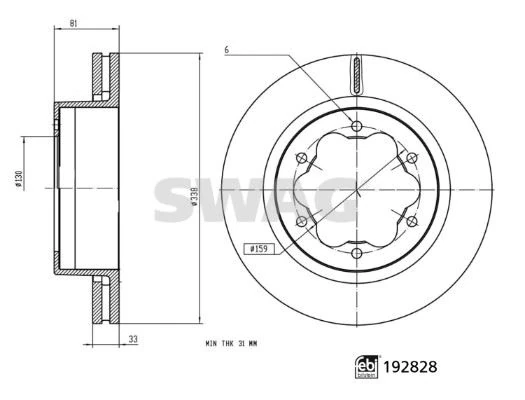 Fren Di̇ski̇ Transi̇t V 14 Rwdtransi̇t V 19 4x4transi̇t V 19 Fwdtransi̇t V 19 Rwd Febi 192828