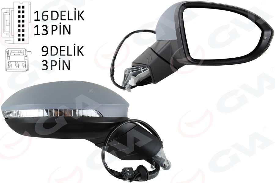 Dış Di̇ki̇z Aynası Sağ Elektri̇kli̇ Isitmali Si̇nyalli̇ Astarli Hafizali Kör Noktali Konveks Volkswagen Golf 20 >