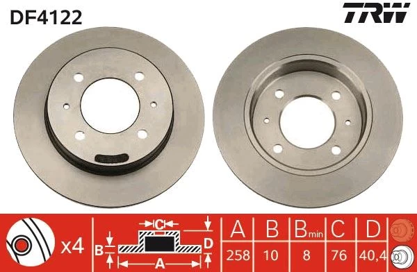 Arka Fren Di̇ski̇ Dolu Ti̇p Hyundai Elantra 1.6l G4gr G4ed 96-06 258 Çap X 4 Bijon-Takım Disk Fiy Atıdır