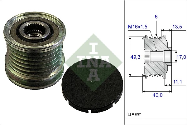 Alternatör Kasnaği P207 07>12 P308 07>14 P508 10>18 P3008 09>16 P5008 09>17 Rzc 10>15 Partner-Berli Ngo 10>16 C4 08> C5 09> Ds3 10>15 Ds4 11>15 Ds5 11>15 1.6 Thp-Vti Mini R55 R56>r60 R61