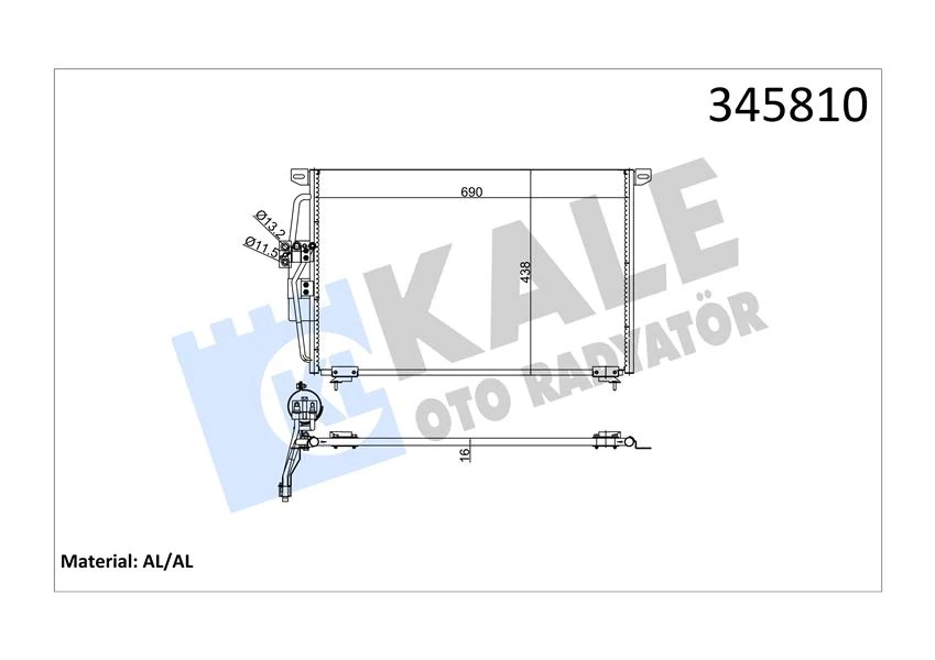 Kli̇ma Radyatörü Kondenseri̇ Opel Omega B 94>03 665x450x16 Al/al