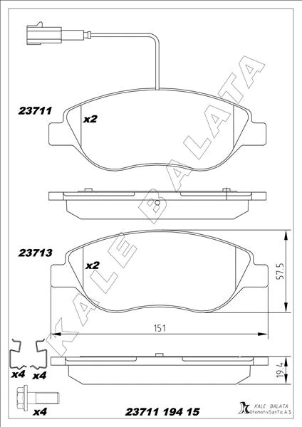 Ön Fren Balatasi Fi̇şli̇ Fiat Bravo II 08>14 Egea HB 15> Alfa Romeo Mito 08>15 Lancia Delta III 08>1